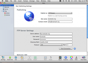 iWeb 2009 FTP Publishing Settings