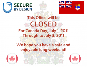 Office closed July 1st for Canada Day